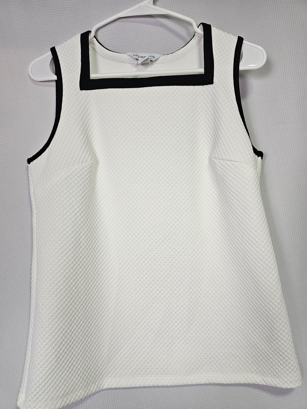 Liz Claiborne White Tank Top with Black Trim